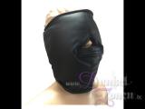 LEDERMASKE *DELUXE PROFESSIONAL OPEN* - schwarze Leder-Maske + Silikonfüllung