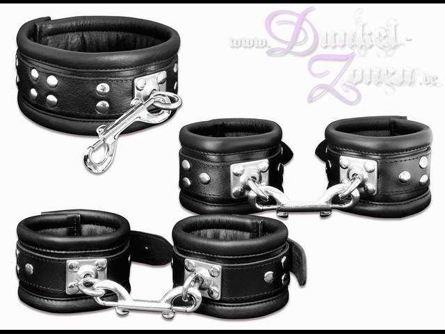 FESSELSET 6,5CM MIT DREHBAREN RINGEN LEDER - Leder - Fessel-Set