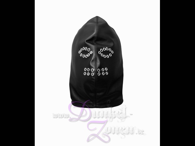 LEDERMASKE mit Ösen - schwarze Leder-Maske - Echtleder-Maske