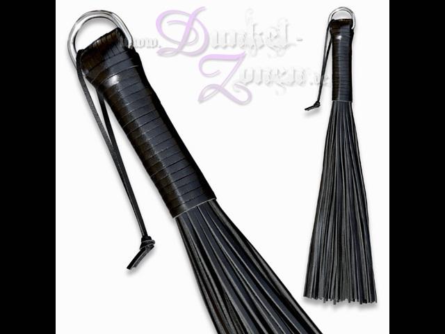LEDERPEITSCHE 50CM - 72 RIEMEN ROBUST - Echtleder Peitsche rot oder schwarz 