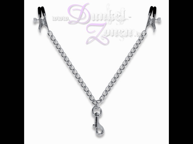 ABGREIF-KLEMMEN ABGREIFKLEMMEN - breit lang - mit Metall-Kette u. Karabiner