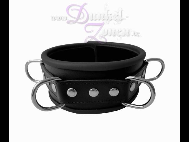 HALSFESSEL MIT D-RINGEN 5,5CM ECHTLEDER - schwarz rot blau oder braun - Hals-Fessel