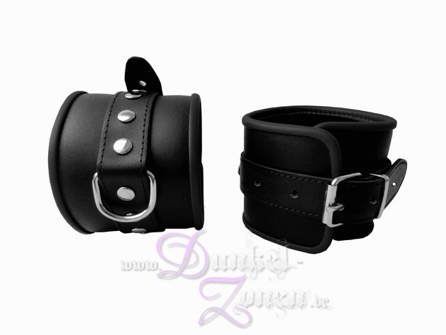 FUSSFESSELN MIT D-RINGEN 8CM ECHTLEDER - schwarz, rot oder blau - Fuß-Fessel