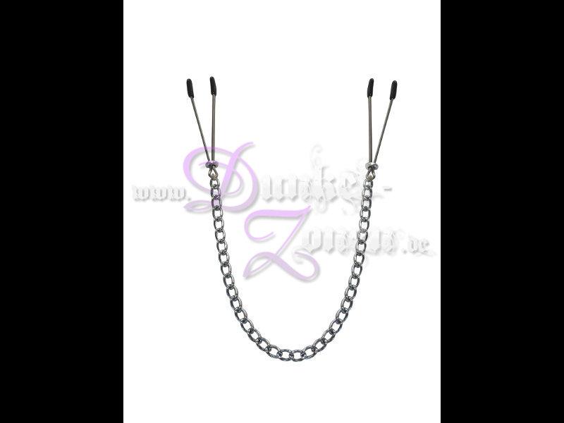 NIPPELSPANGEN BRUSTWARZENSPANGEN verstellbar von soft bis hart mit Kette schwarz silber gold