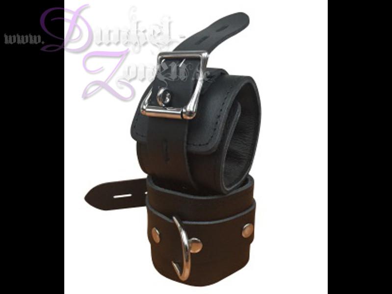 HANDFESSELN 6CM ABSCHLIEßBAR ECHTLEDER - schwarz rot lila - Hand-Fesseln mit Schloss