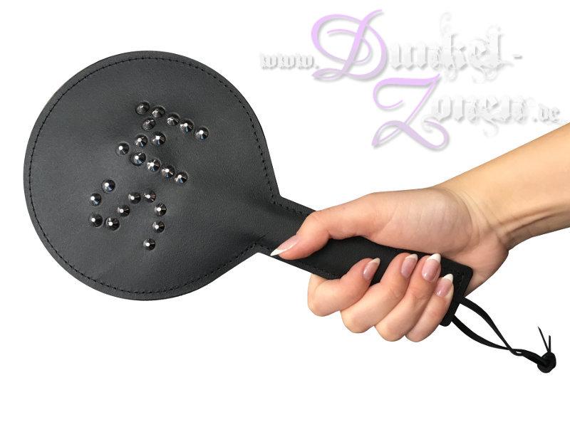 PADDEL RUND *SM BLACK* oder *SM RED* - Leder-Klatsche Rundpaddel Rundklatscher