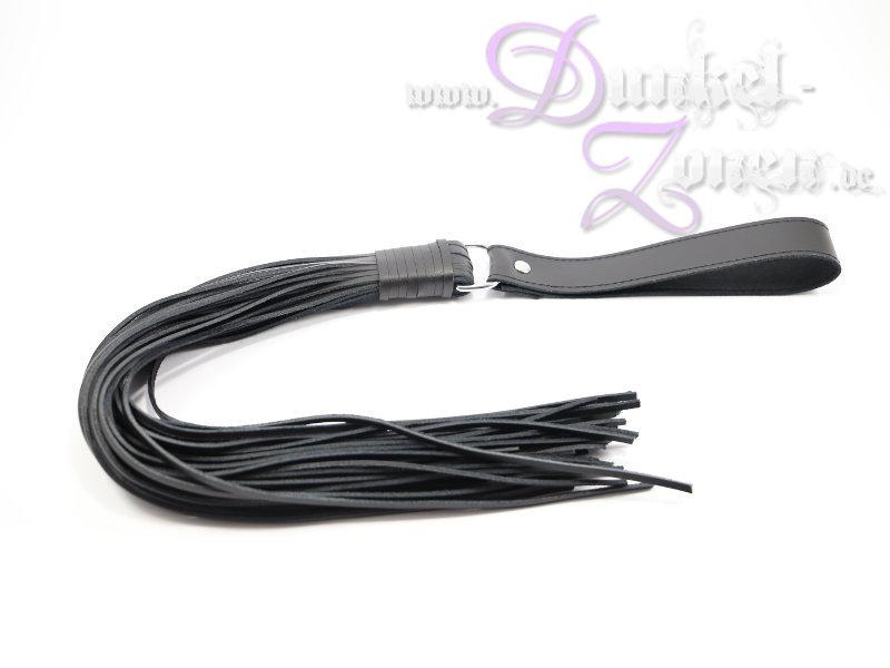 RIEMEN-PEITSCHE mit Schlaufengriff 50CM - robustes Leder schwarz - SM-Werkzeug