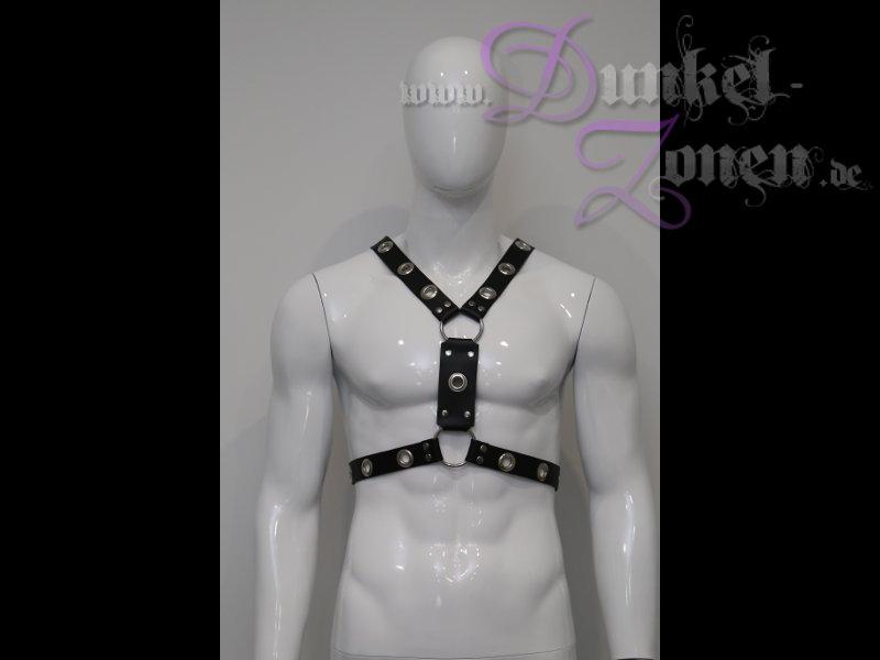 HERREN HARNESS *MAN* - Körper-Riemen Leder-Zaumzeug mit Ziernieten - BDSM-Outfit