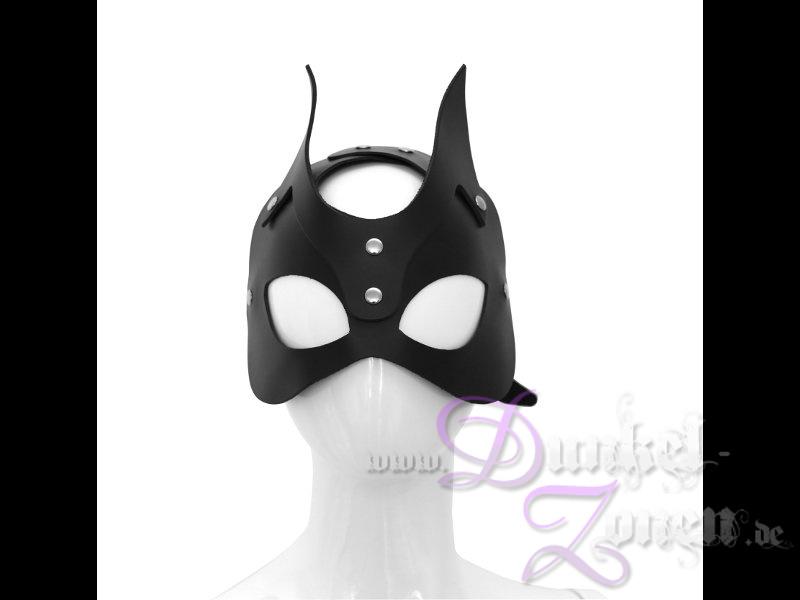LEDERMASKE *BLACK DEVIL* - schwarze Leder-Maske Teilmaske - Echtleder-Maske