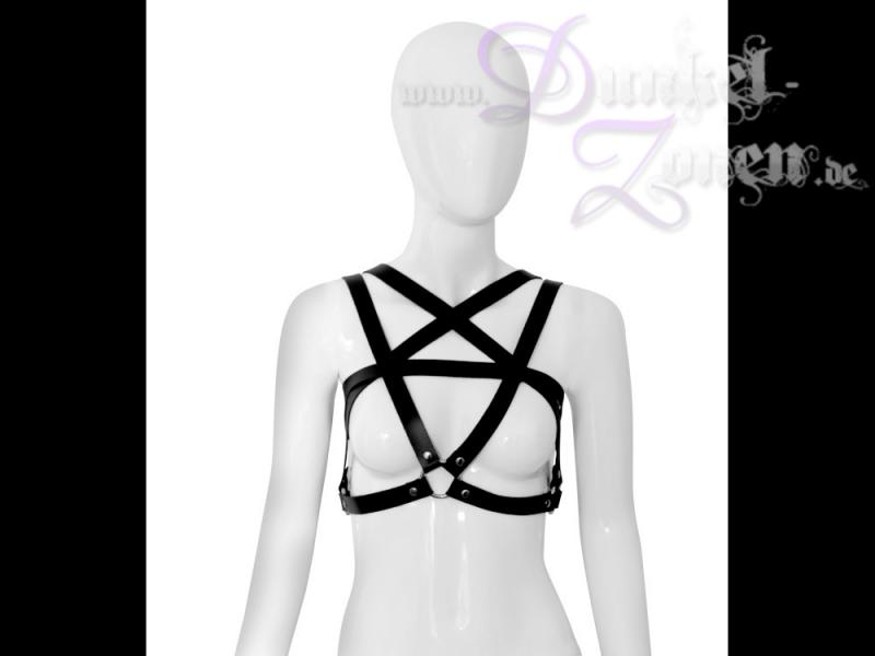 DAMEN BODY-HARNESS *ONYX* - schwarzes Leder Riemen-Zaumzeug Körper-Geschirr