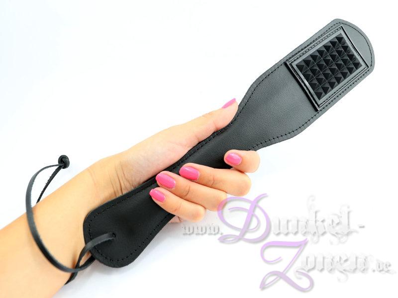 PADDEL KLATSCHER - Leder-Paddle mit Gummi-Noppen - Klatsche - schwarz