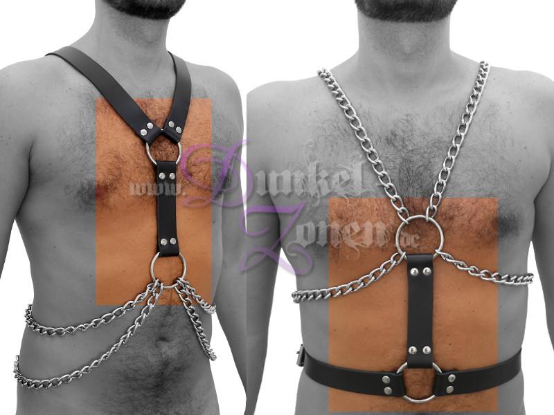 HERREN Y-HARNESS - Leder Ketten Geschirr 2in1 - auf 2 Weisen tragbar - Zaumzeug BDSM Outfit