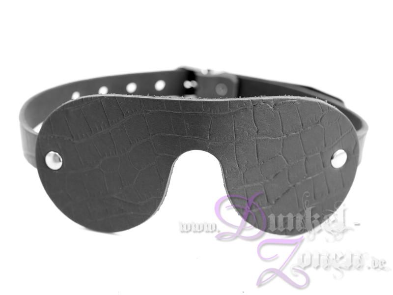 AUGENMASKE *KROKO* - Reptil-Optik - Leder Augen-Maske - Ledermaske schwarz rot