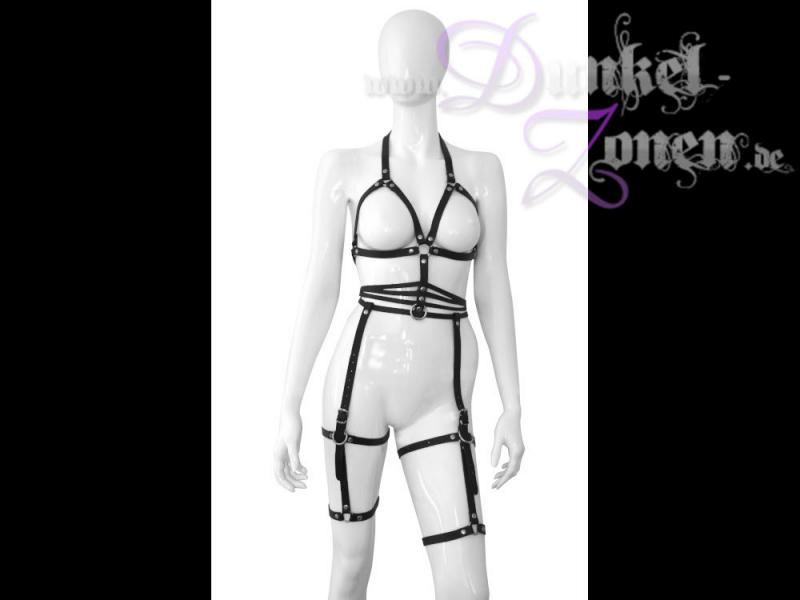 DAMEN KOMPLETT BODY-RIEMEN SET *LADY LIKE* - Leder Harness BH Strapse Gurt