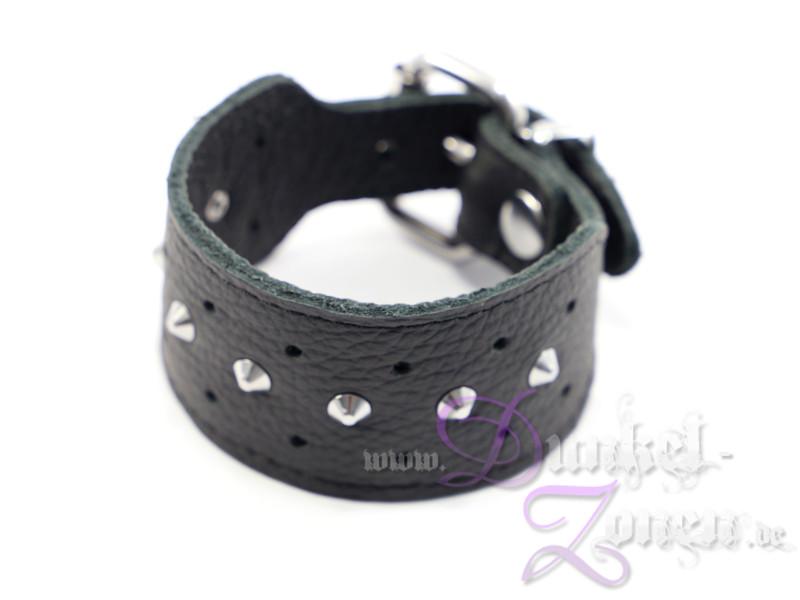 ARMBAND *SINGLE* LEDER MIT NIETEN 1-REIHIG UND LOCHUNG - schwarzes Lederarmband