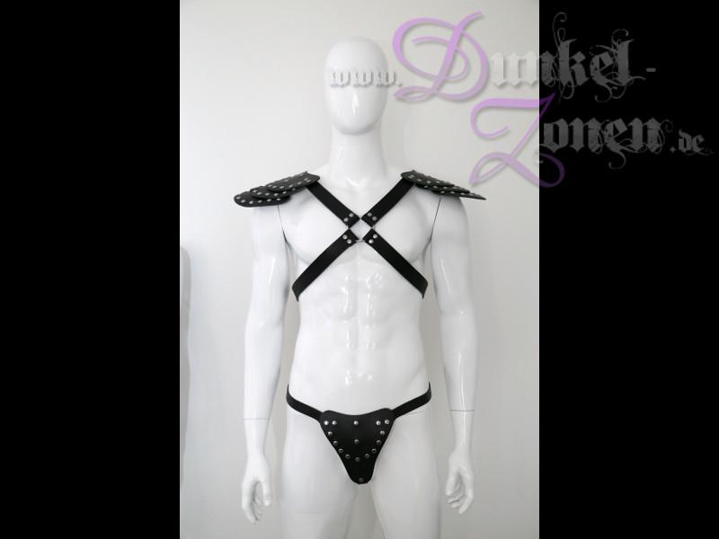 HERREN HARNESS SLIP SET *GLADIATOR* - Echtleder Riemen + Schulter-Stücke Leder-Zaumzeug
