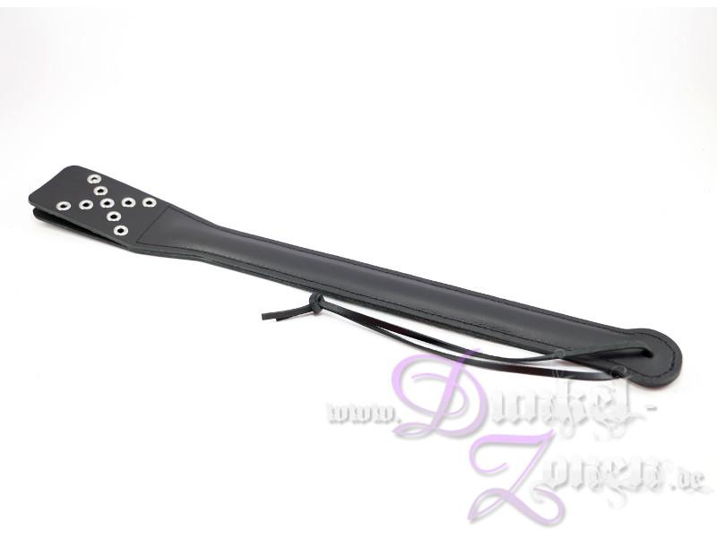 DOPPEL-PADDEL *LONG SLAP 2* - Nieten-Klatscher Leder-Paddle - Klatsche schwarz