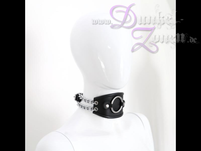 HALSBAND *O CHAINS* - Leder Hals-Band mit Ketten und O-Ring - BDSM Accessoire Outfit