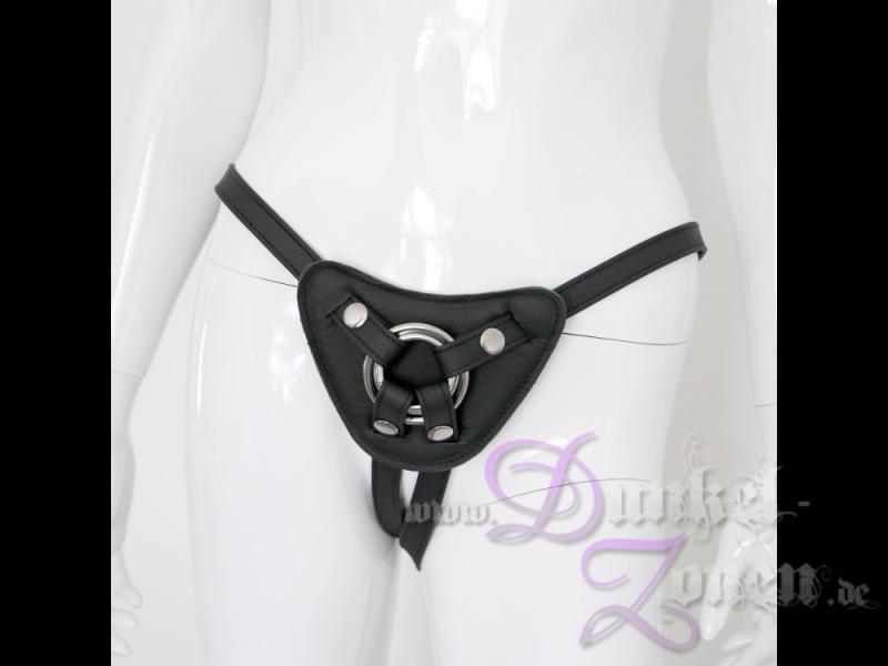 LUXUS-SLIP 1.0 - Leder-Slip Geschirr schwarz - verstellbar + 3 O-Ringe