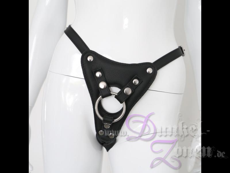 LUXUS-SLIP 2.0 - Leder-Slip Geschirr schwarz - verstellbar + 1 O-Ring