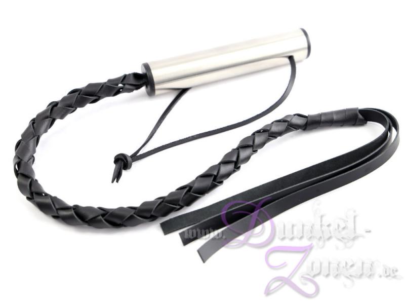 BULL-PEITSCHE *PRO STAFF* MIT STAHL-GRIFF - Bullwhip mit geflochtenen Riemen