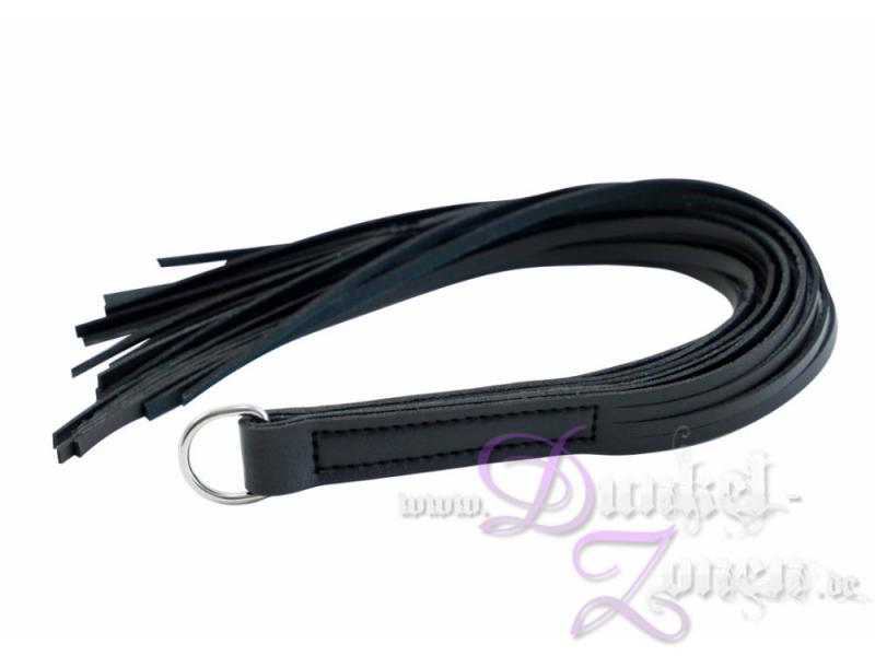 PEITSCHE *VEGAN* - PU Kunstleder - 24 Riemen - 45 cm - schwarze Riemenpeitsche
