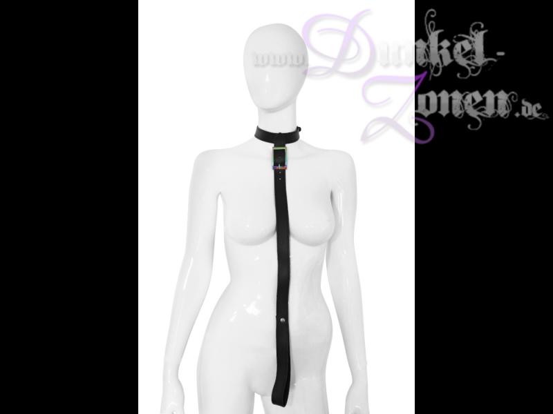 LEINE LEDERLEINE *RAINBOW* MIT HALSFESSEL - in schwarz oder weiß - ca. 60cm lang - BDSM-Tool