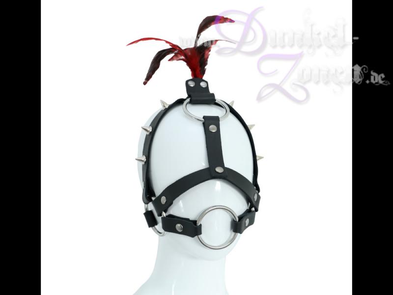 KOPF-HARNESS MIT O-RING ZIER-NIETEN KOPF-FEDERN - Petplay Ponyplay Set mit Kopfschmuck Spitznieten