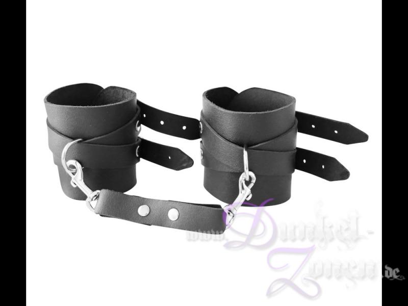 HANDFESSELN *THE CROWN* LEDER - schwarzes oder rotes Paar Fesseln - Hand-Fesseln