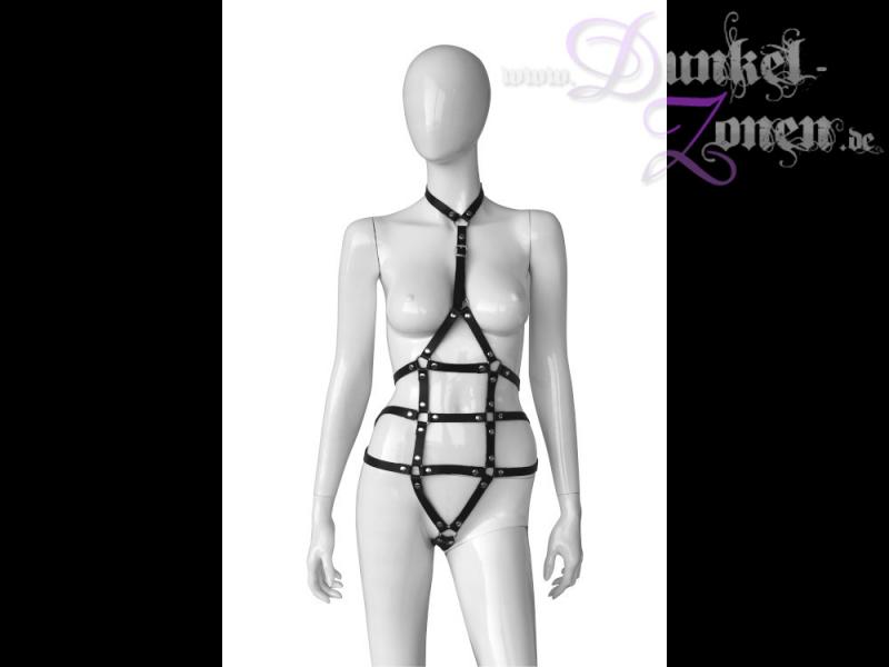 DAMEN LEDER RIEMEN BODY - Körper Harness schwarz - Fetisch BDSM Outfit