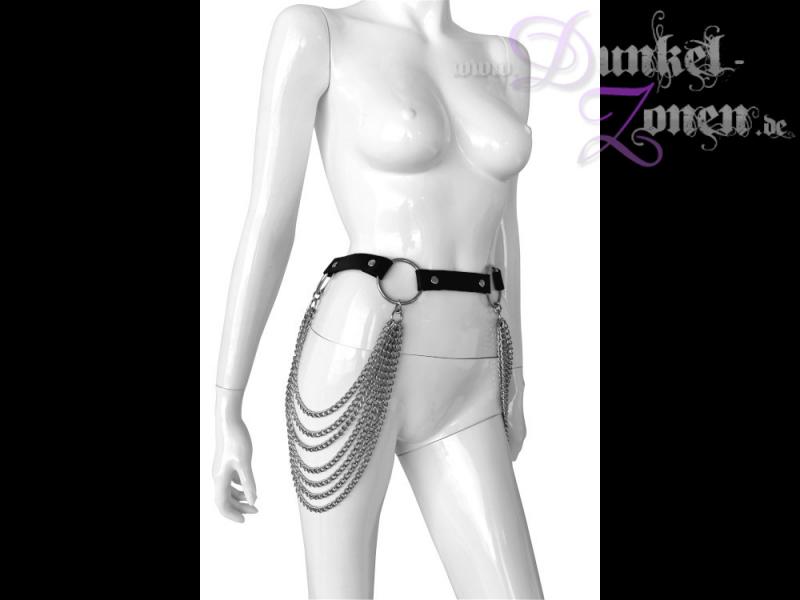 LEDERGURT *CHAINS* - klassischer Leder Gürtel mit Metall Ketten - Gothic BDSM Fetisch Outfit