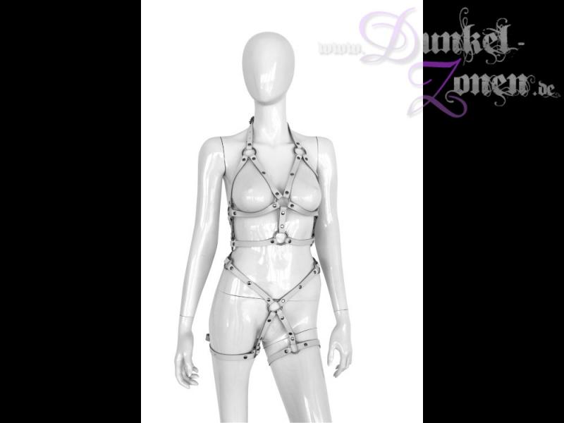 DAMEN LEDER BODY HARNESS *WOMAN IN WHITE* - weiß BDSM Klinik Fetisch Krankenschwester Doktorspiele