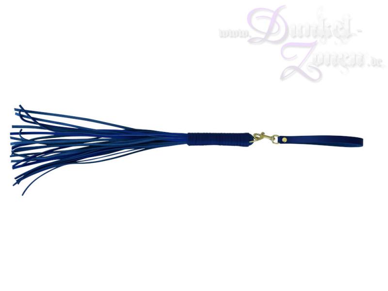 *MODERN BLUE MEETS BAROQUE GOLD* System - blaue Leder Riemenpeitsche mit goldenen Metallteilen