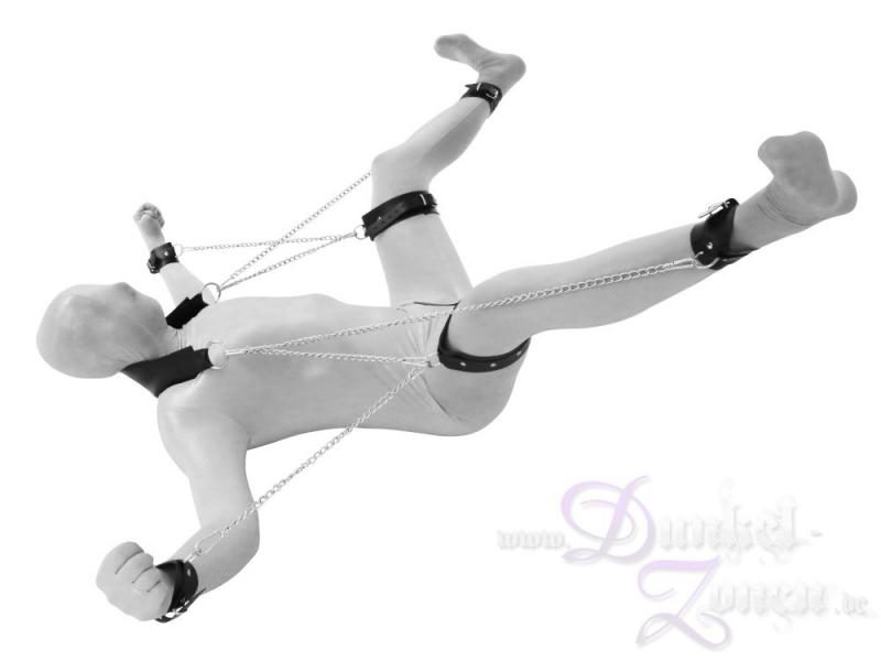 NACKEN-RIEMEN FESSEL-SET aus Leder mit Metallketten - Slave Sklaven BDSM Werkzeug Tool