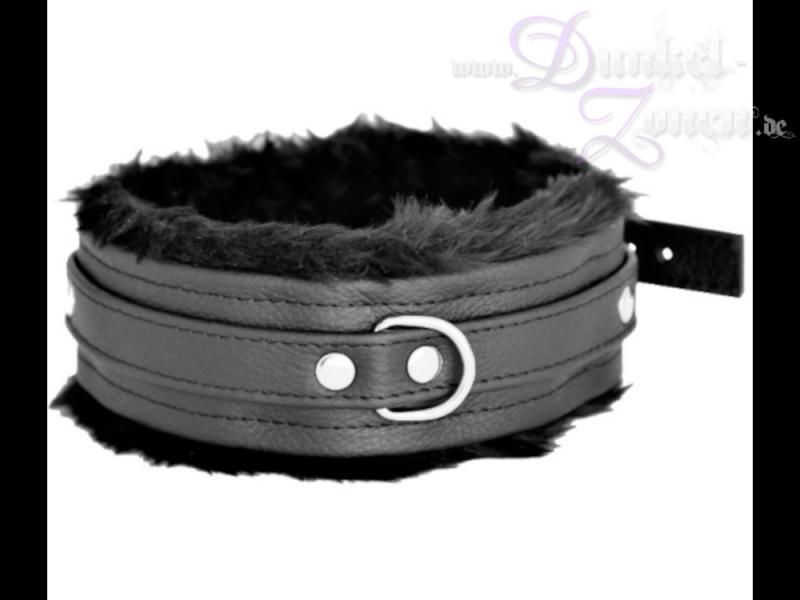 HALSFESSEL *COUTURE* 5CM LEDER - schwarz innen mit Kunstpelz - Hals-Fessel