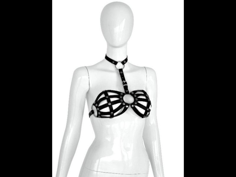 DAMEN BH *CAGE* - aus echtem Leder - Gothic BDSM Büstenhalter Käfig Riemen-BH Outfit