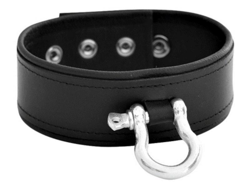 HALSFESSEL *STYLE* + DRUCKKNÖPFE - weich gepolstert - Leder schwarz - Hals-Fessel S-M oder L-XL