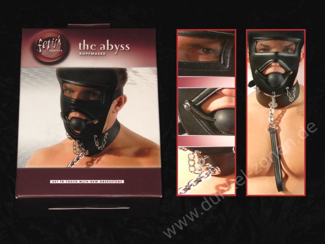 MASKE NEOPREN *SLAVE* - Gesichtsmaske schwarz + Ballknebel Halsband Leine - Sklaven