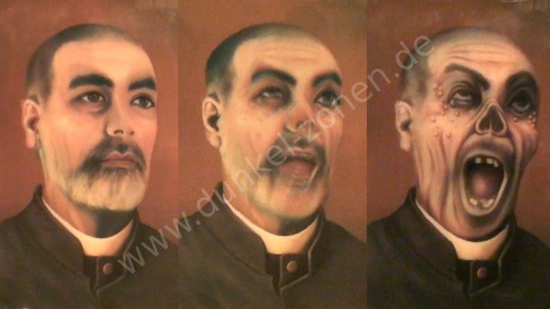 EFFEKTBILD - PFARRER DES GRAUENS - Grusel Dekoration Morphing Bild