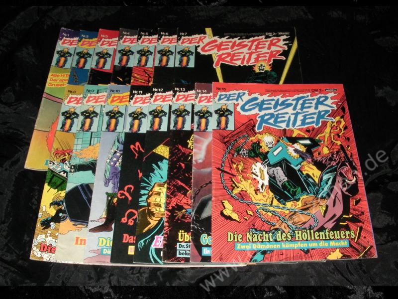 GEISTER REITER, DER 1-15 komplett - Bastei Grusel-Action-Comics - gesamte Reihe