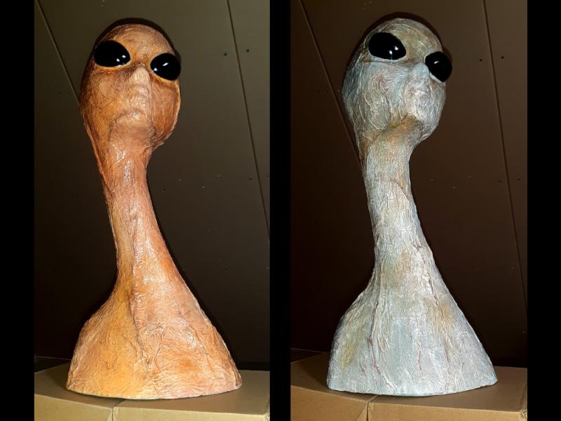ALIEN BÜSTE SKULPTUR lifesize Unikat OOAK Science Fiction Prop Space Deko - GRIM-ALIEN v. Grimboldtt