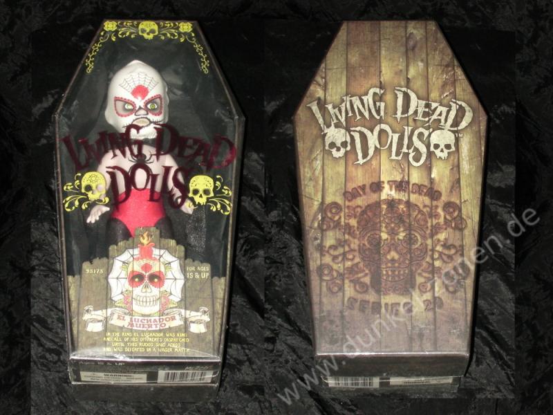 LIVING DEAD DOLLS - EL LUCHADOR MUERTO - Mezco Grusel Puppe Figur Doll mit Sargbox OVP