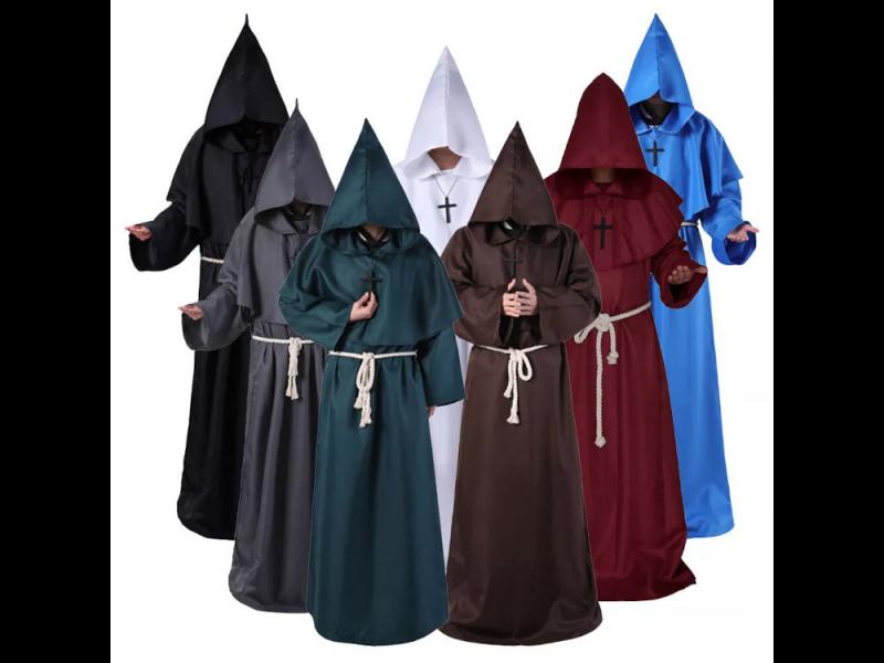 MÖNCHSKUTTE div. Farben - Mönch Priester Kutte Gewand Robe Karneval Halloween Kostüm Outfit