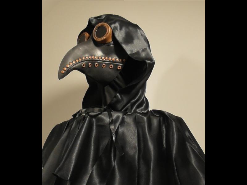 PESTARZT OUTFIT SET Kupferbraun - Maske + Haube + Kapuze - Halloween Fasching - Pest Doktor Arzt 