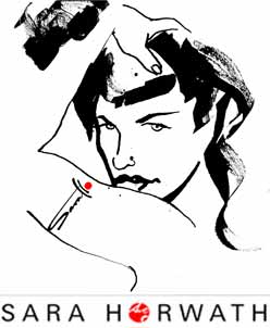 BETTIE MIT LOGO - Tusche auf Papier von Sara Horwath - Pinup
