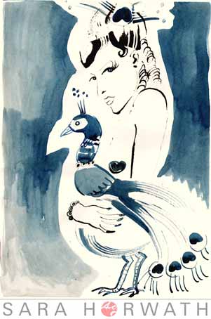 PFAUMAEDCHEN - Tusche auf Papier v. Sara Horwath - Natur - Vogel