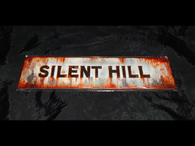 SILENT HILL BLECHSCHILD 40x10cm Horror Schild Schriftzug retro Stil Wanddeko