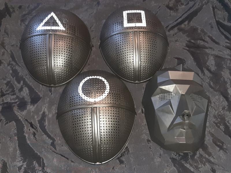 SQUID GAME MASKEN - 4 ST&Uuml;CK ALS SET - Halloween Fasching Karneval Asia Horror Outfit Accessoire