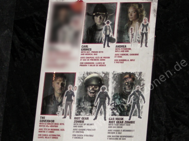 THE WALKING DEAD TV SERIE 4 SET - Carl Grimes Andrea Governor Gas Mask Riot Gear Zombie - kompl.