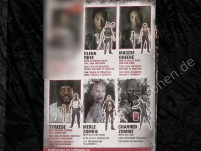 THE WALKING DEAD TV SERIE 5 SET - Glenn Maggie Tyreese Charred und Merle Zombie komplett